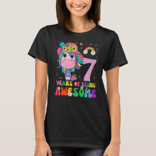 Camiseta Incrível Princesa Unicorn Aniversário de 7 Anos