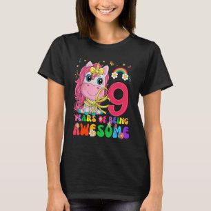 Camiseta Incrível Princesa Unicorn Aniversário de 9 Anos