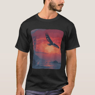 Camiseta Incrível Sol Vermelho Com Ponte E Águia Patriótica