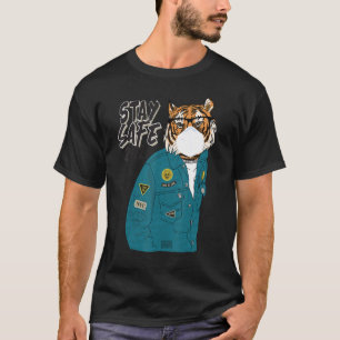 Camiseta Incrível Tigre Chinês Permaneça Seguro Máscaras Pa