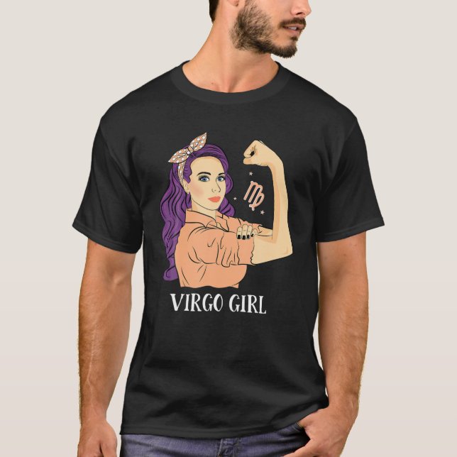 Camiseta Incrível Virgo Para Mulheres Fortes Zodiac Girl (Frente)