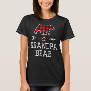 Camiseta Incrível Vovô Urso Vermelho Xadrez Gráfico Padre D