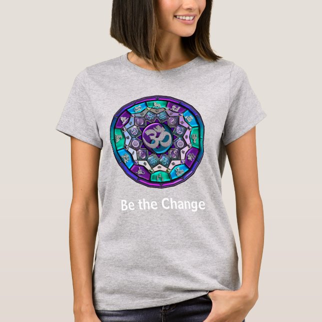 Camiseta Independência Mandala ~ Seja a mudança no roxo (Frente)