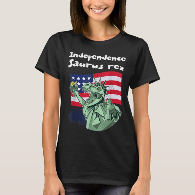 Camiseta independência saurus Rex 4 de julho dia estátua da (Frente)