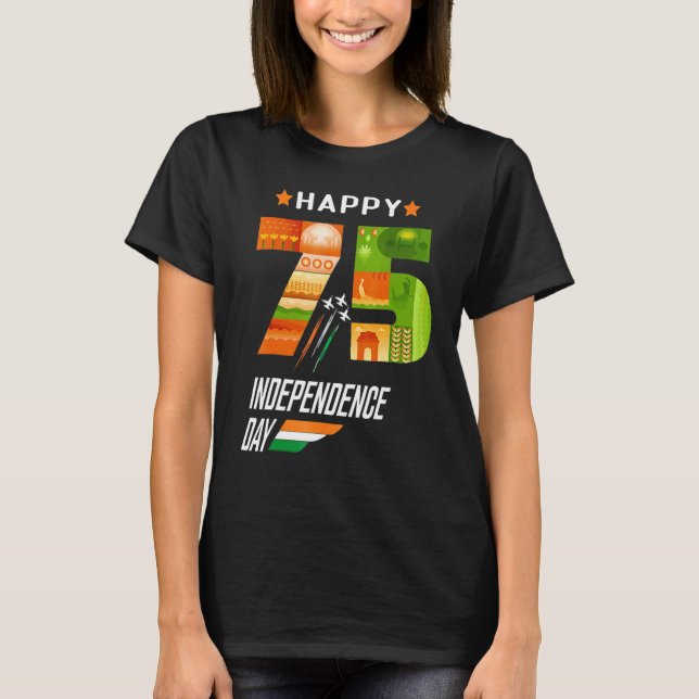 Camiseta Índia 75º Dia da Independência da Índia dia da ind (Frente)