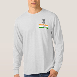 Camiseta Índia Bandeira e Casaco de Armas Patriótica