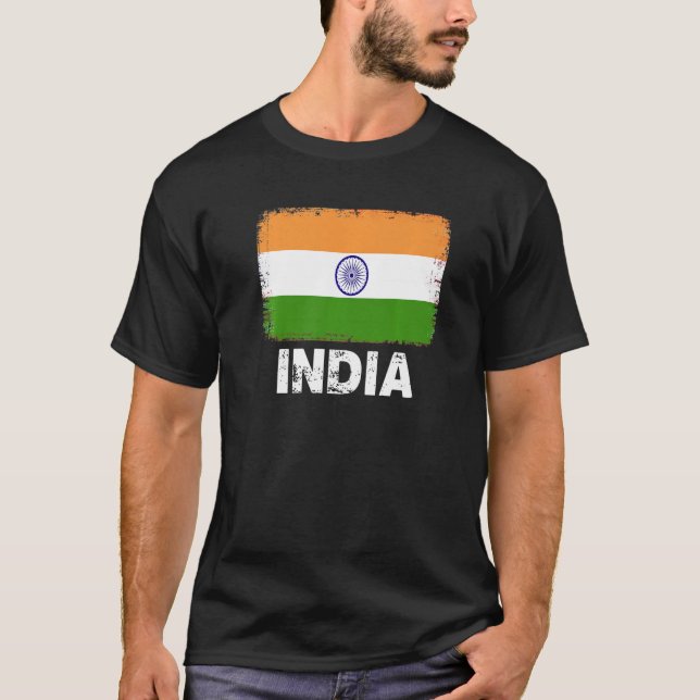 Camiseta Índia: Bandeira Suporta Mulheres Pessoas Indianas (Frente)