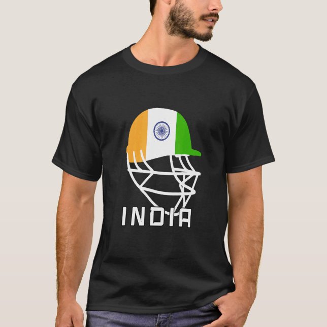 Camiseta Índia Capacetes de grilo Índia Jogadores de críque (Frente)