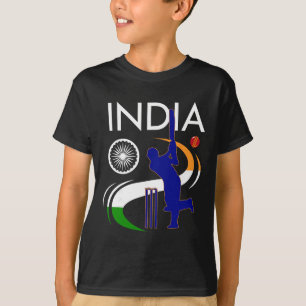 Camiseta Índia Críquete Com Pincelada Da Bandeira Indiana A