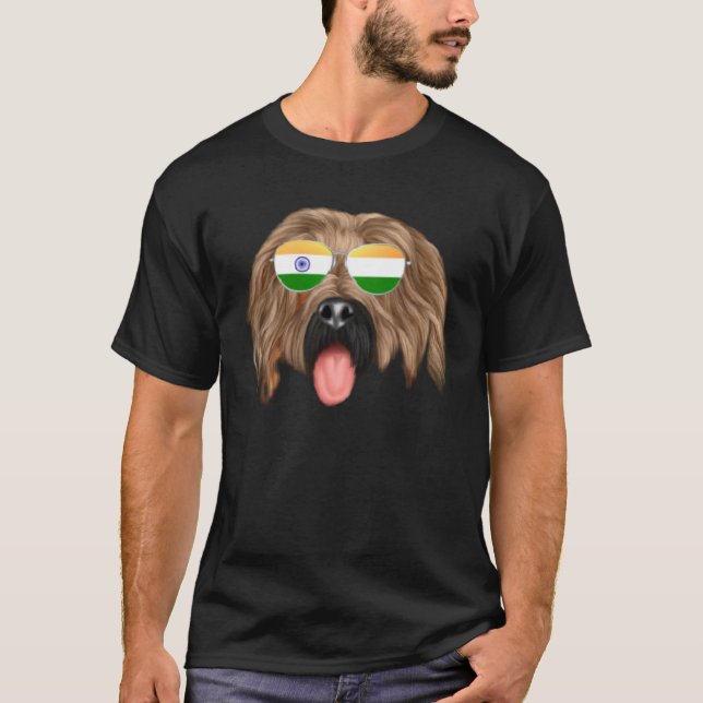 Camiseta Índia Flag Briard Dog India Pocket (Frente)