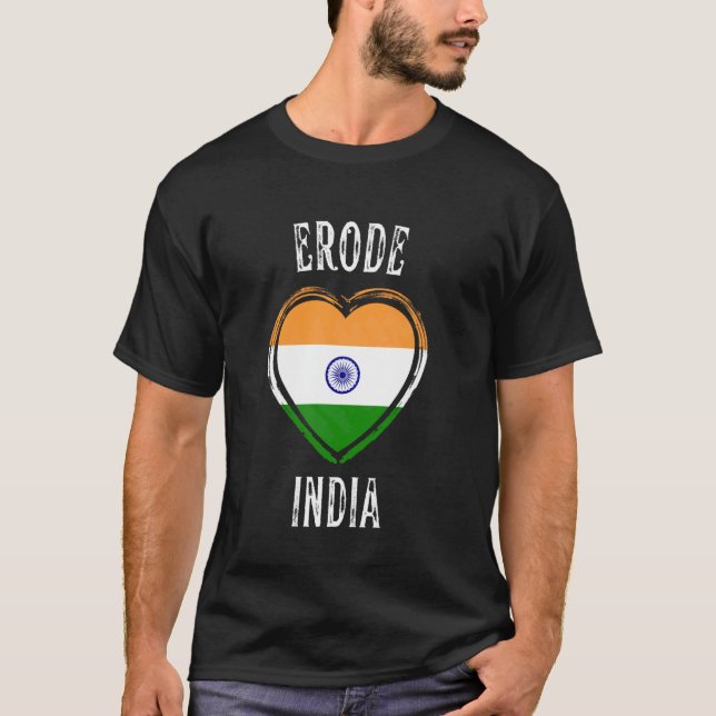 Camiseta India Flag Heart Erode City (Frente)