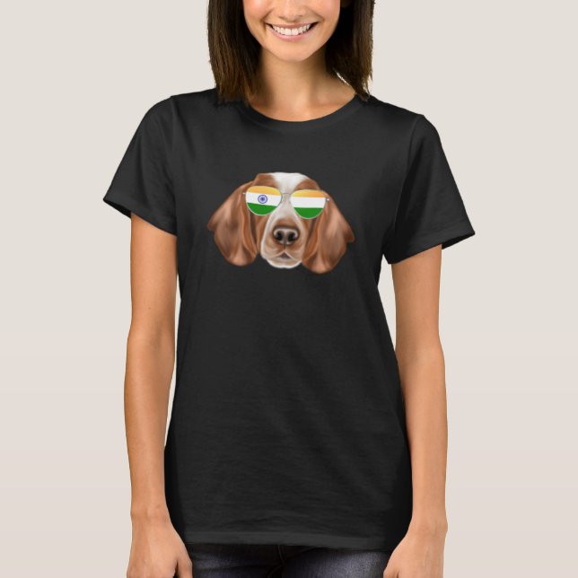 Camiseta Índia Flag Welsh Springer Spaniel Dog India Pocket (Frente)