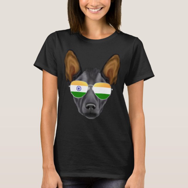 Camiseta India Flag Xoloitzcuintli Dog India Pocket (Frente)