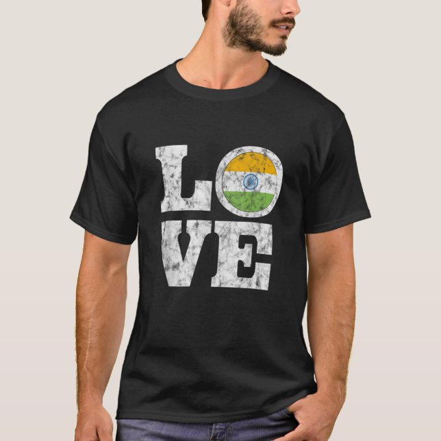 Camiseta Índia Love T Shirt Orgulhosa Bandeira Indiana Afas (Frente)