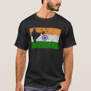 Camiseta Índia Mapa de Bandeiras Indiano Silhouette Viagem