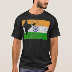 Camiseta Índia Mapa de Bandeiras Indiano Silhouette Viagem