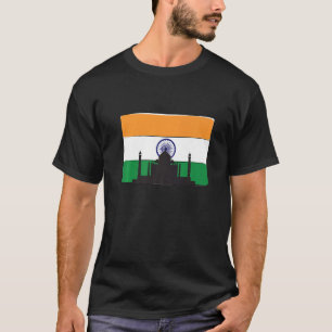 Camiseta Índia Sinalizador Com Taj Mahal Skyline Da Ásia