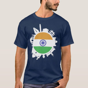 Camiseta Índia Skyline Índia Flag Delhi Mumbai Chennai Kolk