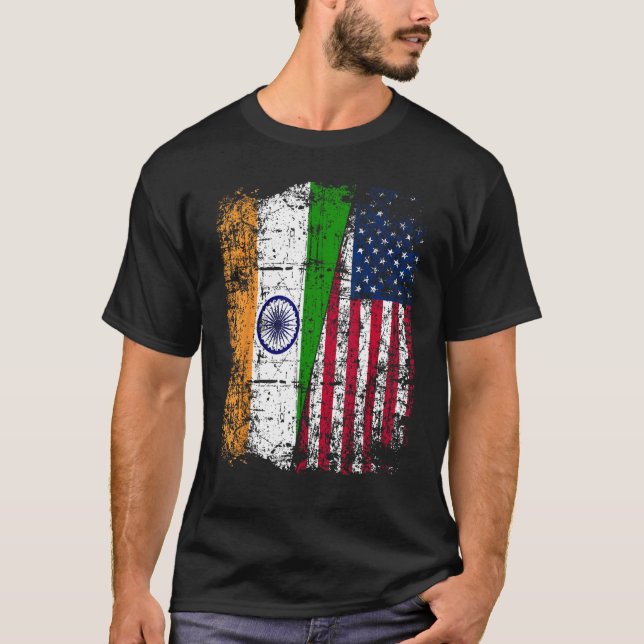 Camiseta India USA Flag - Indian American (Frente)