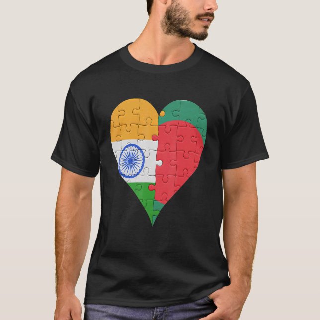 Camiseta Indian Bengali Flag Heart (Frente)