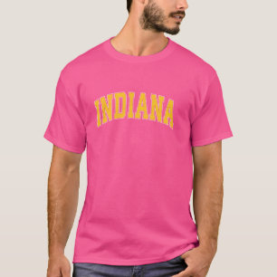 Camiseta Indiana IN Vintage Athletic Sports Design Yellow S