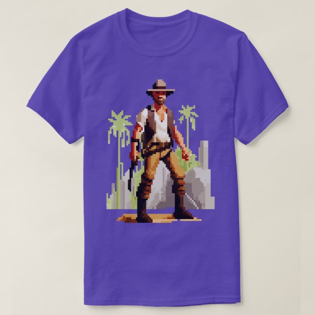 Camiseta Indiana Jones Pixel Art TShirt 1 (Frente do Design)