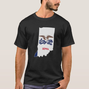 Camiseta INDIANA STATE MAP IOWA IA Flag Raízes Men Women Gi