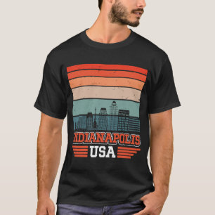 Camiseta Indianápolis EUA Retro Vintage Sunset Skyline Indi