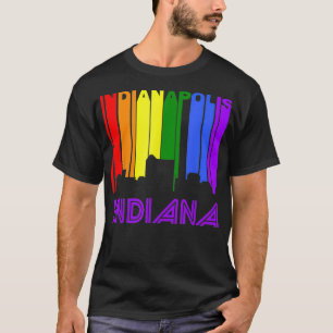 Camiseta Indianapolis Indiana LGBTQ Orgulho gay Rainbow Sky