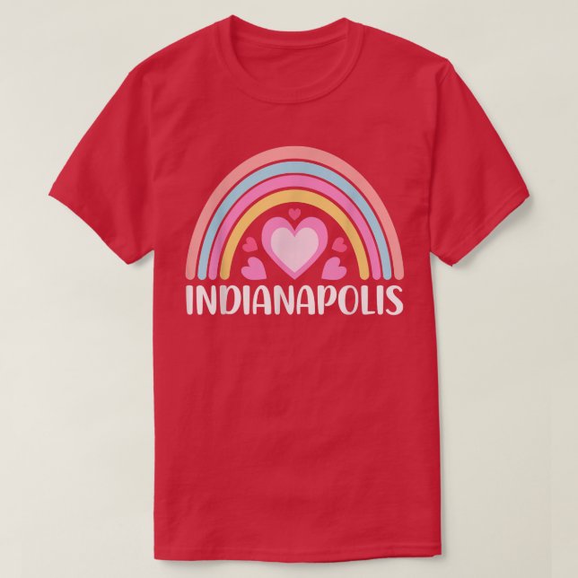 Camiseta Indianápolis Indiana para Mulheres Arco-íris (Frente do Design)