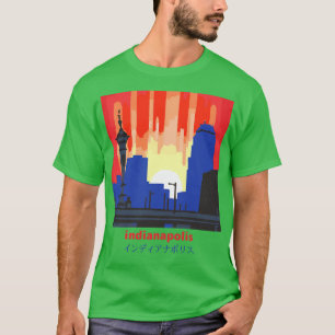 Camiseta Indianapolis Indiana Skyline Estilo de Arte Japonê