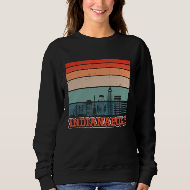 Camiseta Indianapolis USA Retro Vintage Sunset Skyline Indi (Frente)