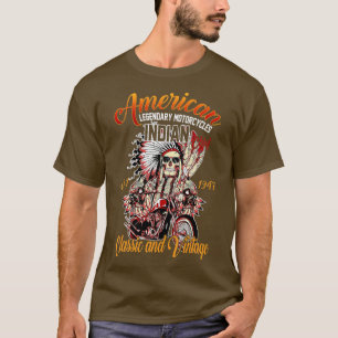 Camiseta Indiano De Motocicleta Retro-Americano Para O Velh