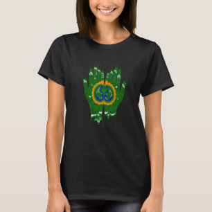 Camiseta Indiano Flag Color Henna Mãos Gráfico Boêmico