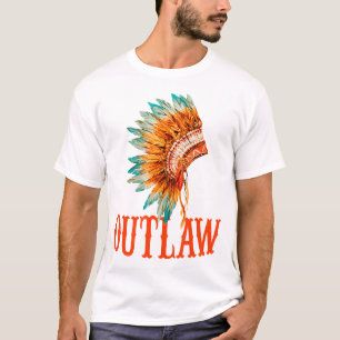 Camiseta Indiano Outlaw Indian Headdress Native American Co