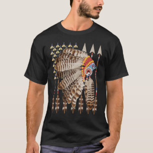 Camiseta Indiano Patriótico dos Estados Unidos Nativo Flag