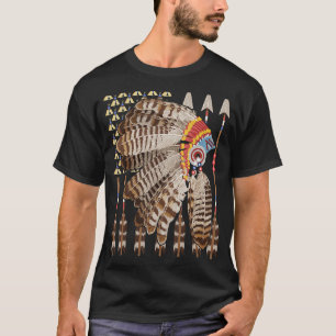 Camiseta Indiano Patriótico dos Estados Unidos Nativo Flag