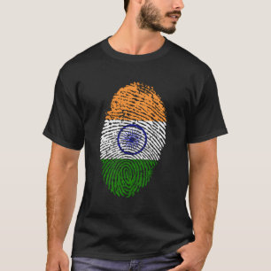 Camiseta Indiano Pride Fingerprint I Love India Flag Indian
