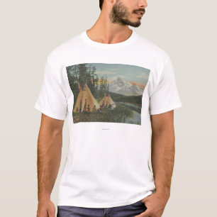 Camiseta Indianos noroestes - dois Teepees aproximam a