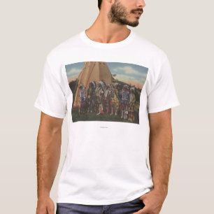Camiseta Indianos noroestes - fileira de chefes indianos na