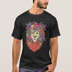 Camiseta Indie Style Lion Flowers Cute Hipster Outfit Men W