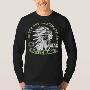 Camiseta Indígena Nativa Americana Um Velho Homem Com Nativ