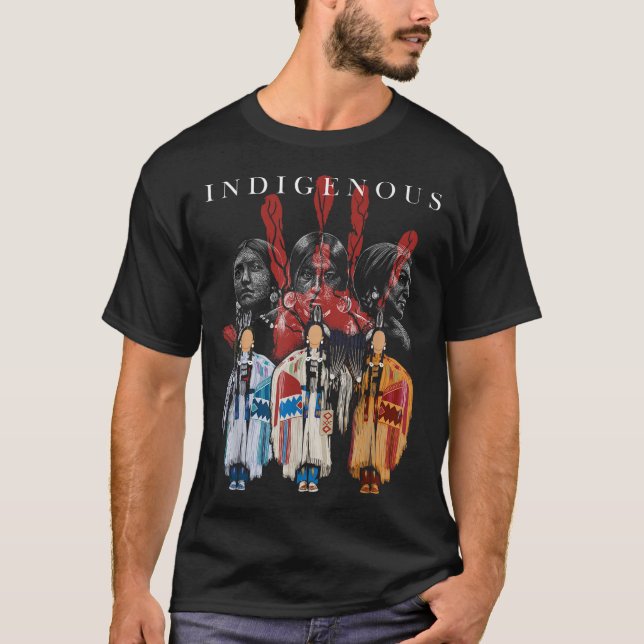 Camiseta Indígenas Americano Nativo de Sangue Indiano de Mã (Frente)