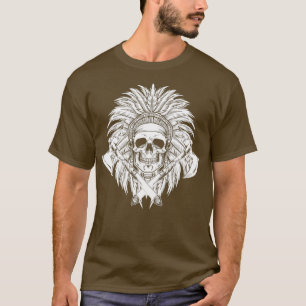 Camiseta Indígenas Nativo Americano de Crânio (1)