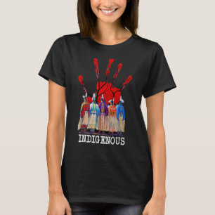 Camiseta Indígenas Nativo de Mão Vermelha Mulheres American