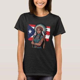 Camiseta Indígenas Taino Mulher porto-riquenha Caribe dentr