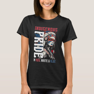 Camiseta Indigenous Pride Red White Blue Native American Wo