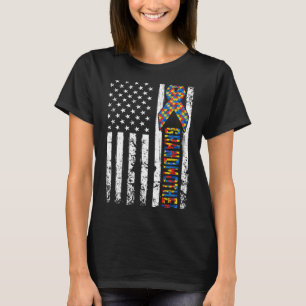 Camiseta Indignação dos Estados Unidos Bandeira Autismo Avó