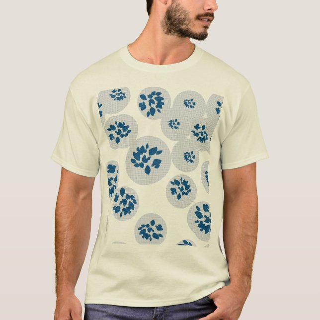Camiseta Indigo Botanical Bubbles Pattern (Frente)
