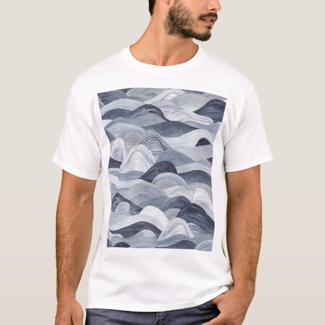 Camiseta Indigo Watercolor Wave Sem Vista (Frente)